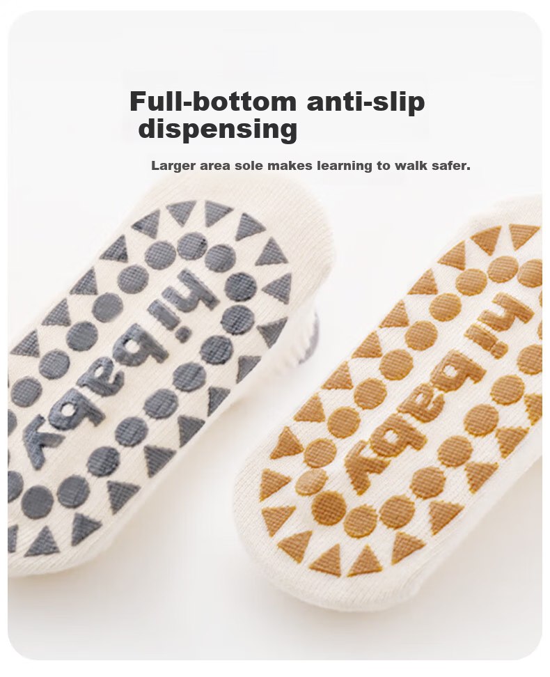 Aibao Baby Floor Socks Autumn Winter Fleece Thickened Baby Mid-calf Cooling Insulation Non-slip Walking Socks 3 Pairs Bear L Size T266 17