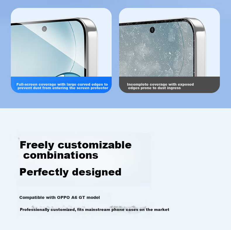 Langling [2-Pack] Tempered Glass Screen Protector for OPPO A6 GT, Full Coverage Ultra-Thin Clear Anti-Fingerprint Shockproof Phone Film 4
