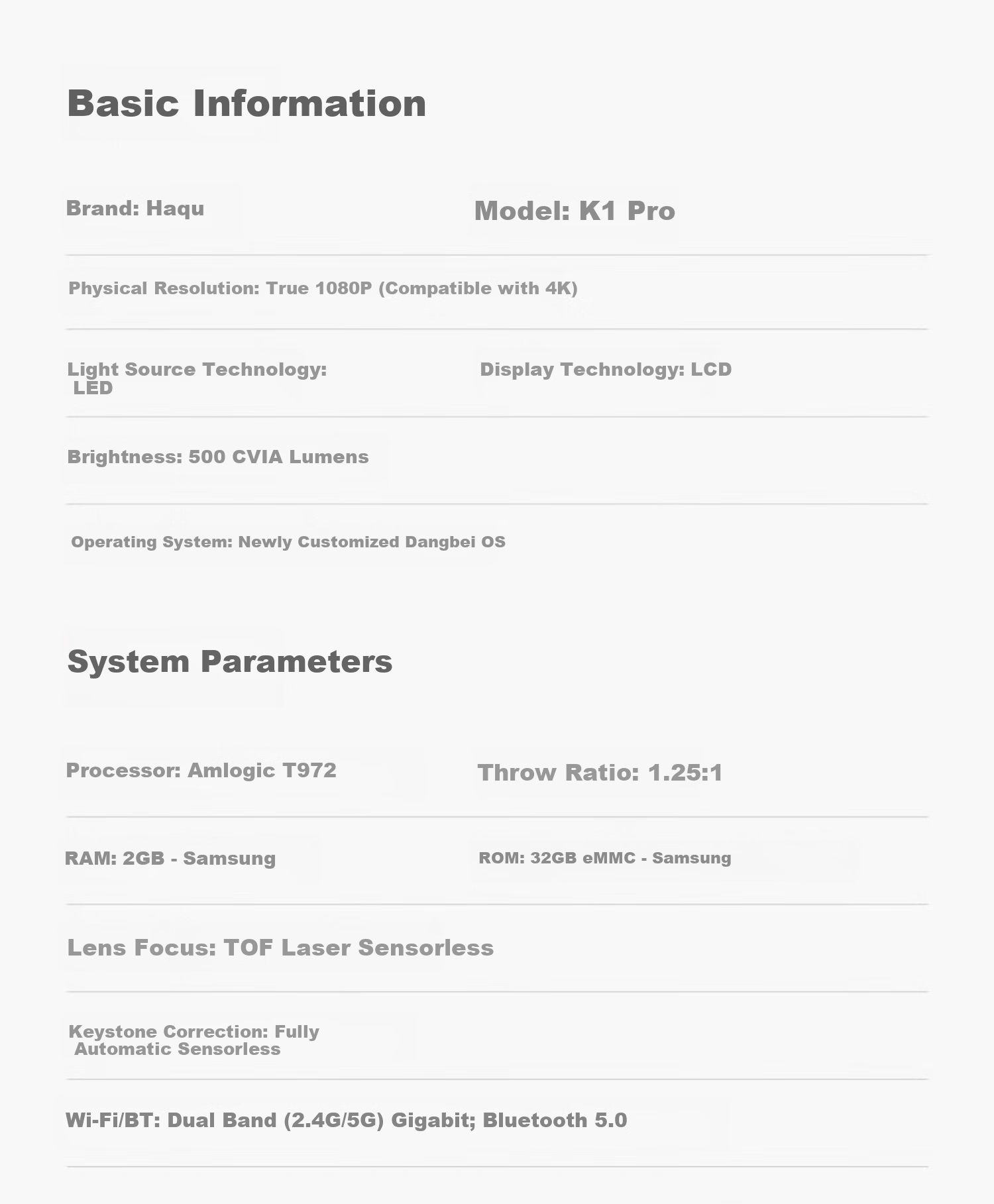 Haqu K3 Pro Home Projector 1080P HD 8K Decoding Smart Portable Bedroom Home Theater Projector (Supports Motion Compensation AI Projection) 18