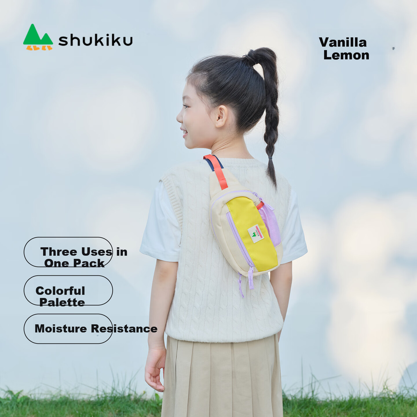 SHUKIKU Ledudu Kids Casual Colorblock Crossbody Bag Outdoor Travel Sports Chest Waist Bag Vanilla Lemon One Size