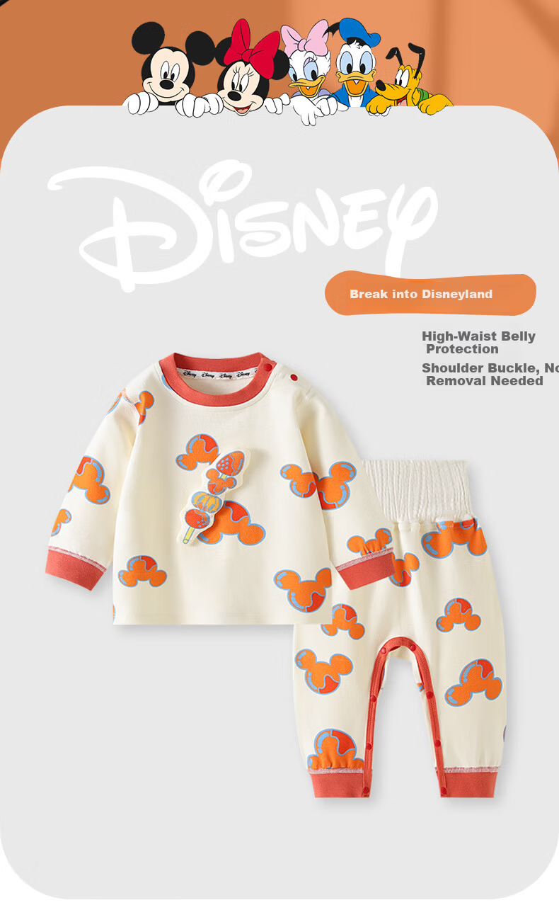 Disney Children's Pajamas Baby Clothes Homewear Autumn Winter Thermal Underwear Boys Girls Set Fitted Size 110 2