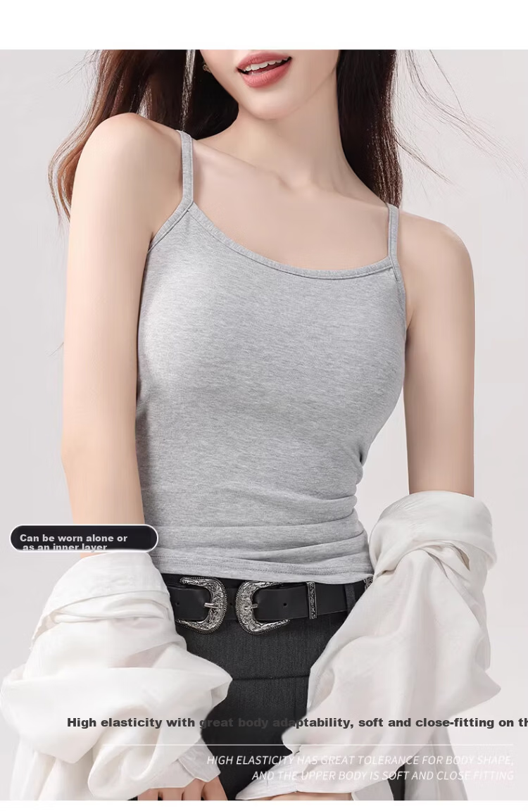 Langsha Pure Cotton Women's Summer Camisole Thin Strap Vest Slim Fit Sleeveless Top with Side Coverage and Beautiful Back Design 7