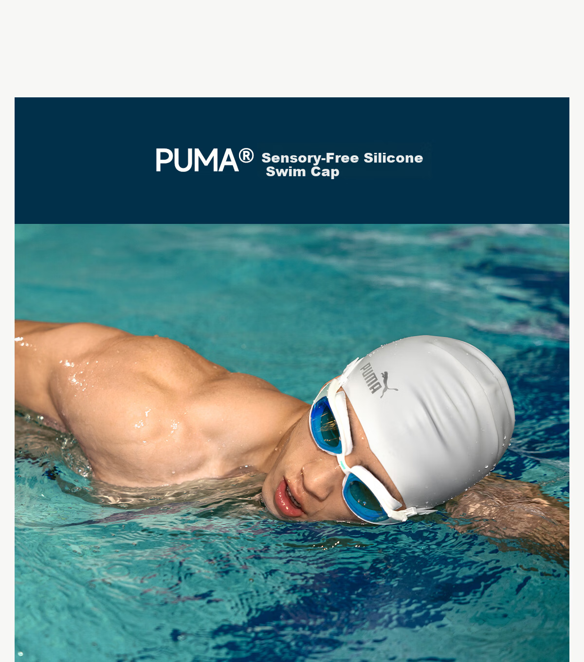 PUMA Adult Silicone Swim Cap Unisex Waterproof Non-Slip Extended Ear Protection Eco-Friendly Large Size Comfortable Fit 12