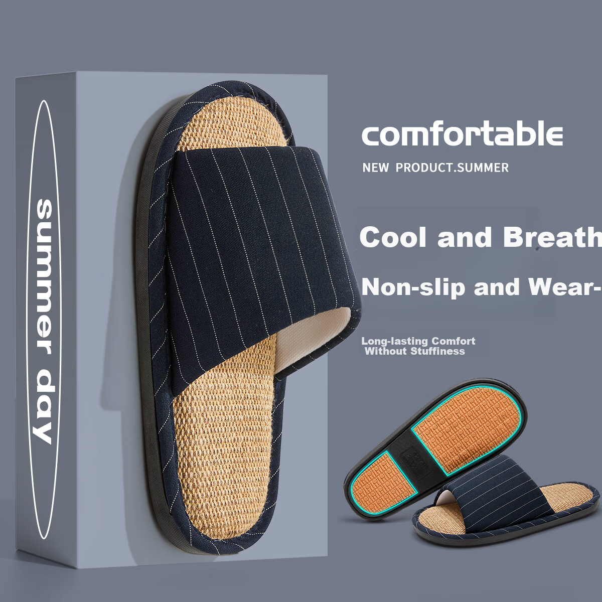 TZLDN Japanese-Style Linen Slippers, 2026 New Couple's Fabric Slippers, Home Non-Slip Men's Cotton Sandals for Indoor Use
