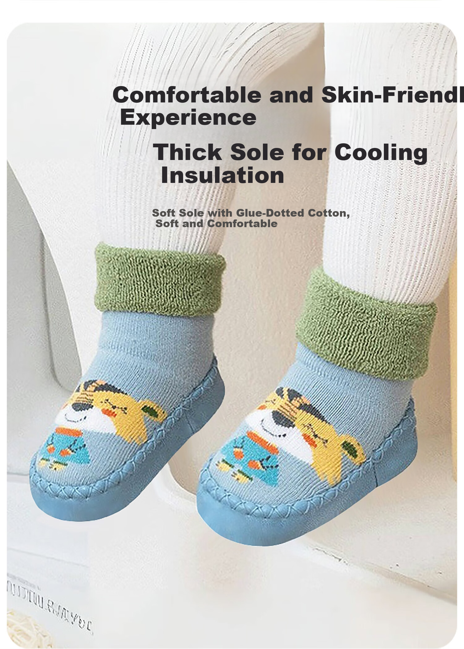 Aibaoshi Baby Floor Socks Spring And Autumn Infant Socks Toddler Walking Shoes Children's Cooling Pre-Walking Shoes Early Education Socks Yellow 12.5cm T146 17