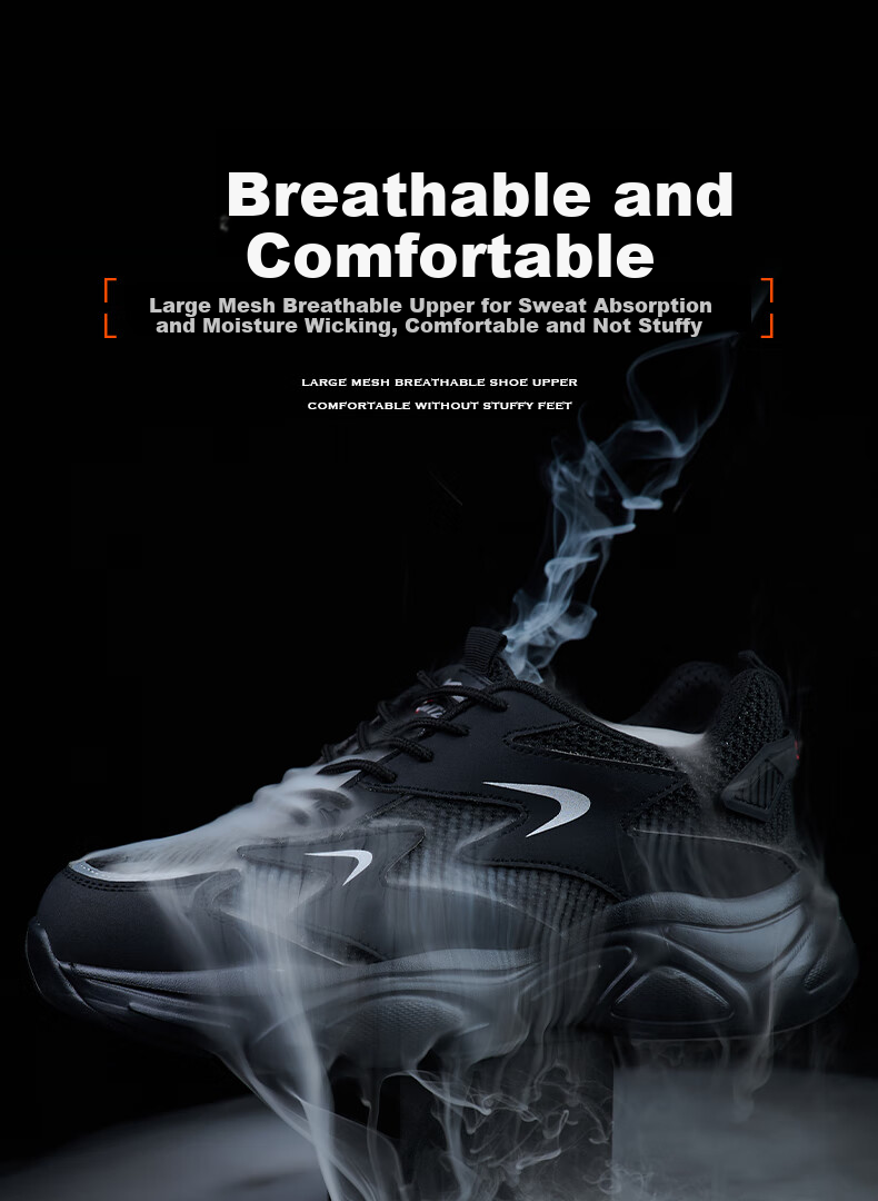 SONTAS Safety Shoes Men Summer Breathable Lightweight Anti-Smash Anti-Puncture Steel Toe Worksite Durable Women 2026 Soft Sole Worksite Light Soft Black Breathable [Anti-Smash Anti-Puncture] Size 43 7