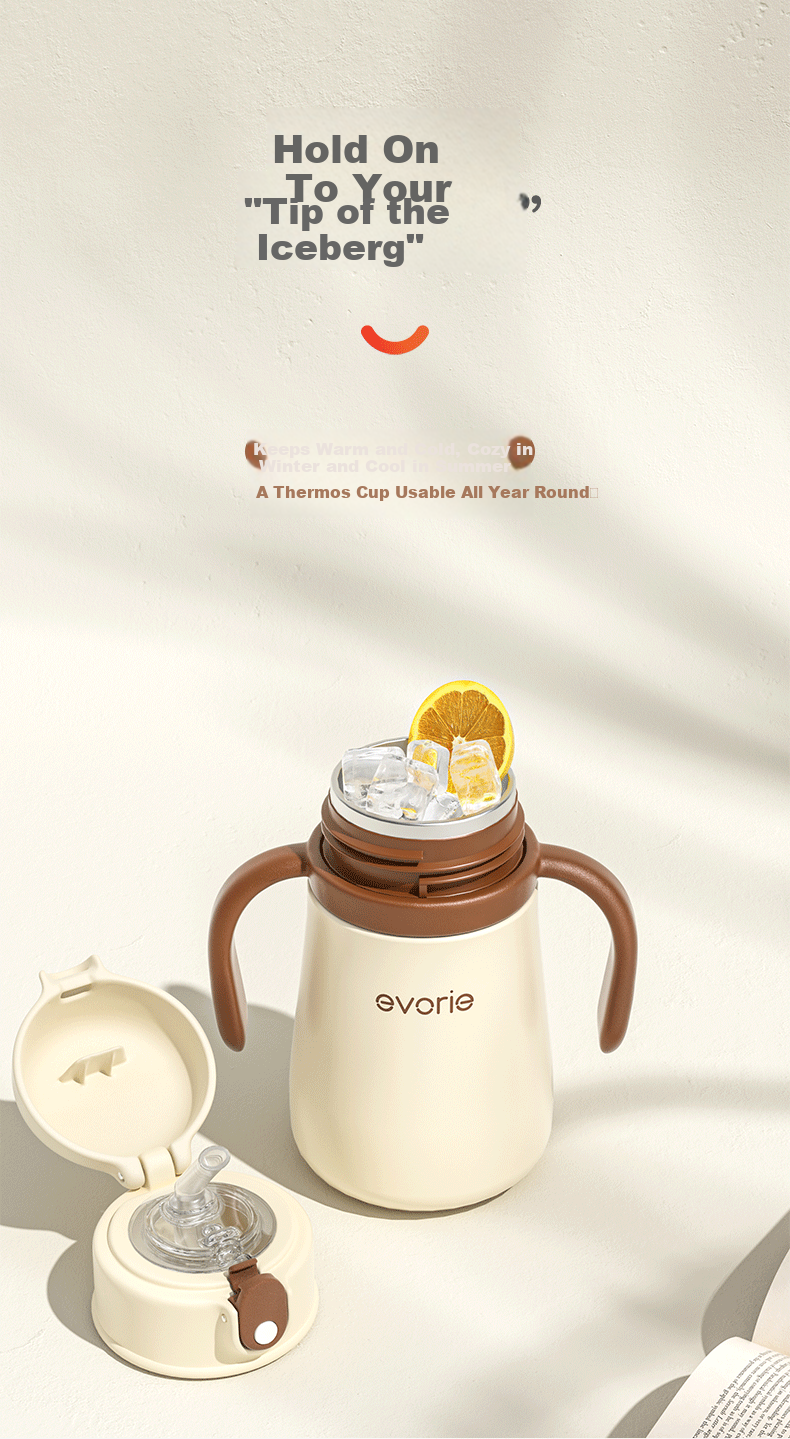 Evorie Children's Insulated Bottle 1-3 Years Baby Straw Cup Infant Training Cup 316 Stainless Steel 3