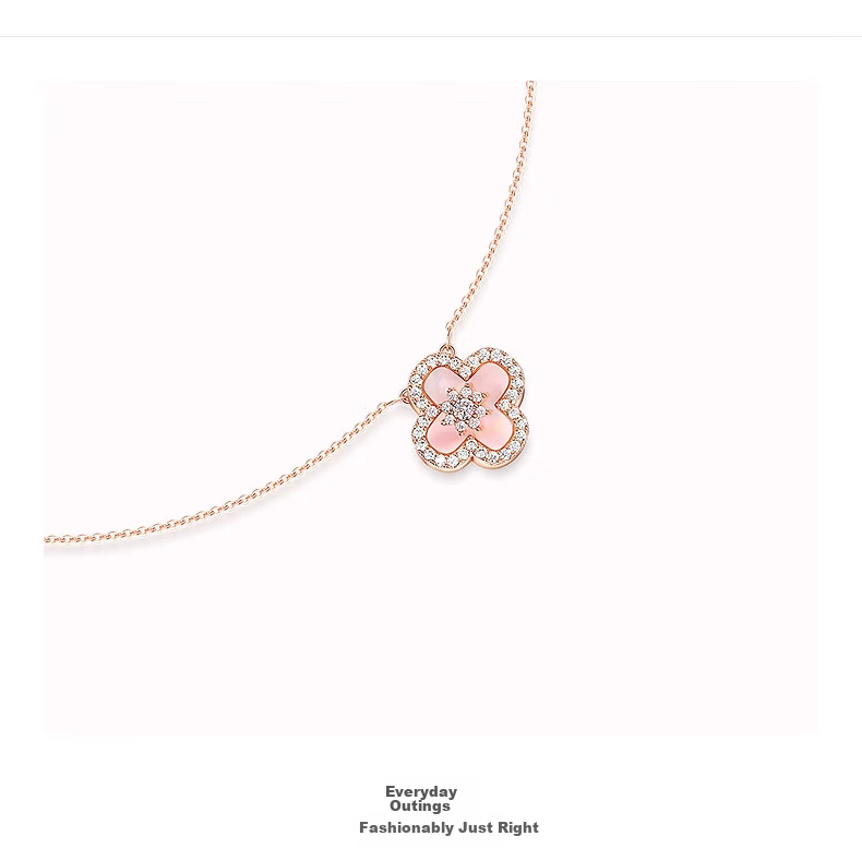 AJIDOU Women's Designer Necklace, Lucky Four-Leaf Clover Collarbone Chain, Light Luxury Niche Spring And Summer Sweater Chai 3