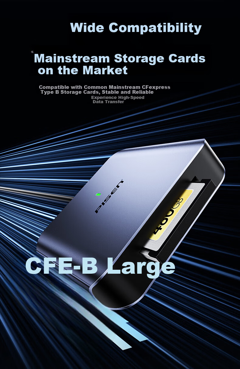Pisen USB Type-C 3.2 High-Speed CFexpress B Card Reader for CFexpress B Memory Cards 10Gbps Transfer Compatible with Nikon/Fujifilm/Canon Cameras, Smartphones, Tablets 8