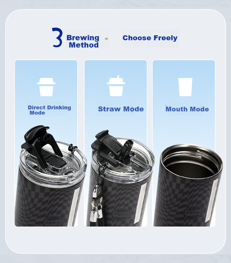 Pepsi Insulated Tumbler 316L Stainless Steel Coffee Cup Portable Car Cooler Sports Travel Mug 650ml Ink Brown 10
