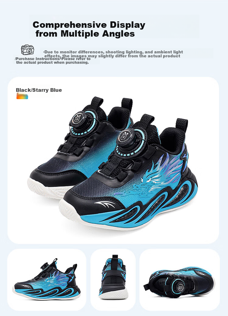 Babu Bean Boys Casual Fashion Dad Shoes Autumn Soft Sole Kids Sports Shoes 102553085 Black/Red Size 32 10