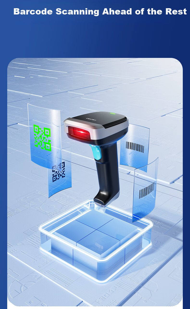 Deli Barcode Scanner, Wireless QR Code Scanning Gun, Pharmaceutical Traceability Barcode Scanner, QR Code Scanner for Supermarket Checkout, Medical Insurance Payment, Express Delivery And Logistics Inquiry, Spare Parts Warehouse, 14952W Gray 3