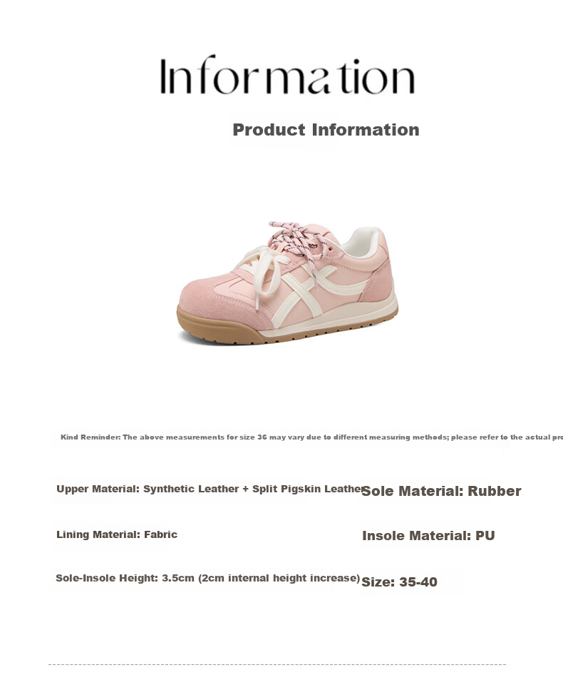 Daphne Women's Height Increasing Sneakers 2026 New Summer Thick Sole Soft Sole Stylish Pink Sports Shoes Female Trainer 2