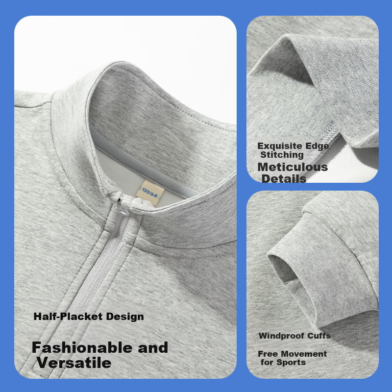 Jeanswest Boys' Hoodie Spring and Autumn 2026 New Children's Half-Zip Jacket Kids' Sportswear for Older Children