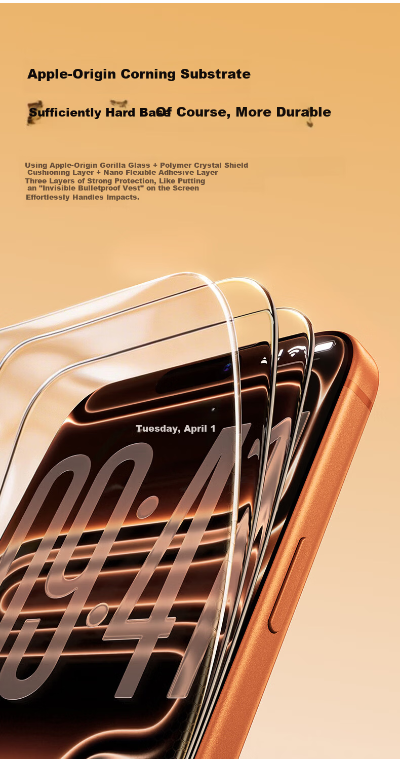 Baseus Gold Label Corning Film Pro [3D Hot Bending Full Coverage + AR Anti-Reflective] for iPhone 16 Pro Max Tempered Glass Screen Protector Dust-Free Warehouse Protective Film 4