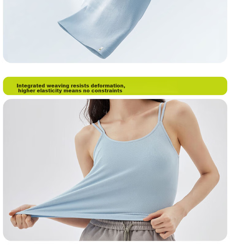 Banlian Women's Sleeveless Camisole Tank Top with Built-in Bra, Side Coverage, Beautiful Back, Padded, White, Layering and Outerwear 20