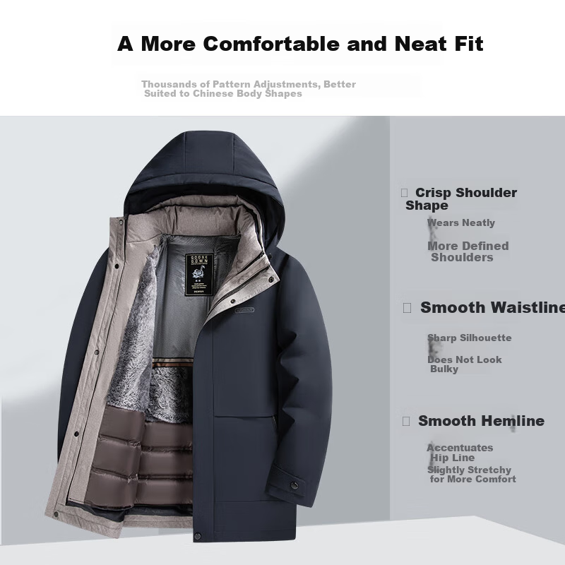 SHANSHAN Detachable Hood Goose Down Puffer Jacket Men Winter Thickened Casual Dad Warm Liner Coat
