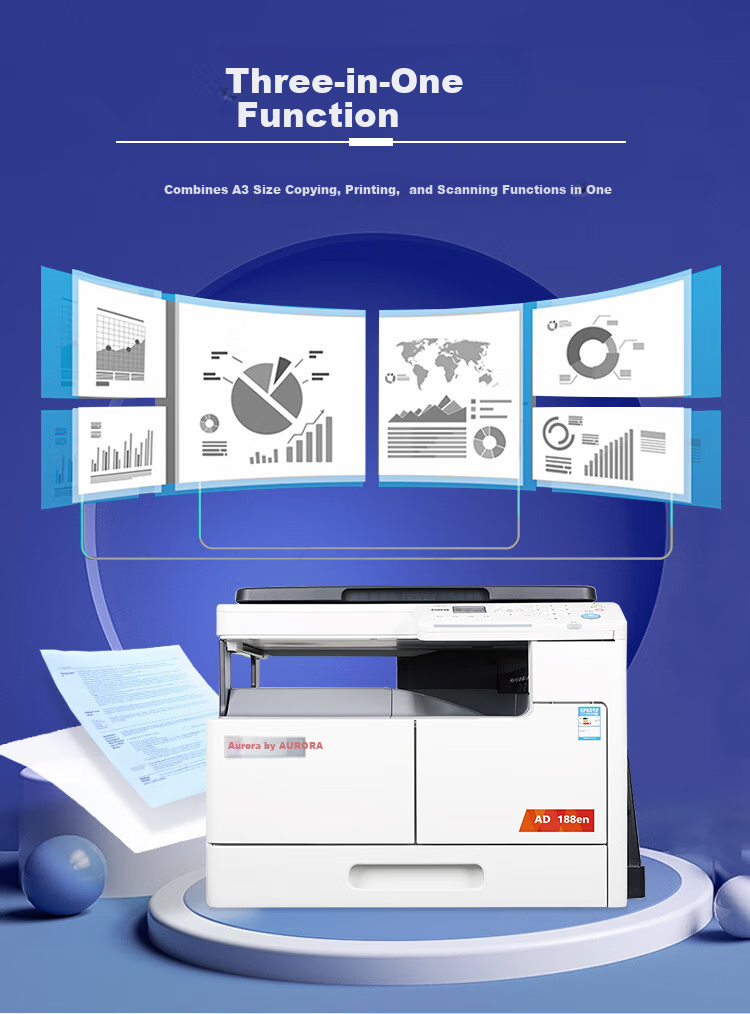 AURORA AD227 Large Office Commercial A3/A4 Black And White Printing Multifunction Machine with Duplex Copying And Scanning (Including Document Feeder, Single Paper Tray, Workstation, On-Site Installation) 2