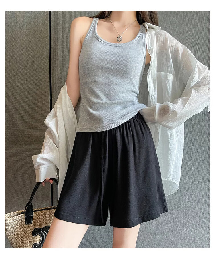 Jeanswest Women's Shorts 2026 Summer Lightweight Linen Loose Wide-Leg Sports Casual Hot Pants Oatmeal XL 17