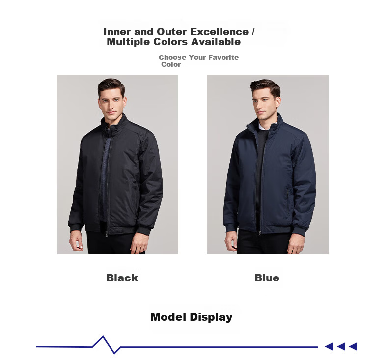 ROMON Men's Autumn Winter Business Casual Executive Cotton Padded Jacket Coat 36JM Black XL 7