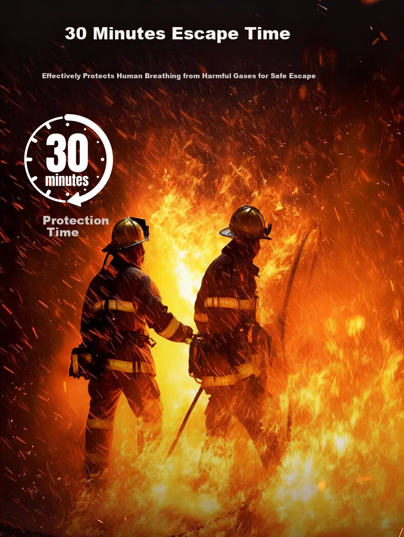 Geshu Gas Mask Firefighter Smoke and Fire Resistant Mask 3C Certified Escape Filter Respirator Long Box Model 8