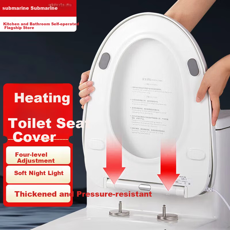 Submarine Smart Heated Toilet Seat with Constant Temperature, Electric V-Shaped Instant Heating Universal Toilet Lid Cover