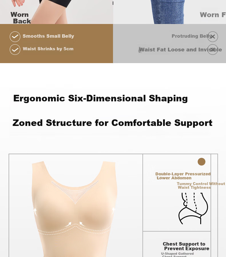 GRACEWELL Women's Shapewear Bodysuit Tummy Control Waist Cincher Butt Lifter Bra-Free Body Shaping Underwear Nude L 6