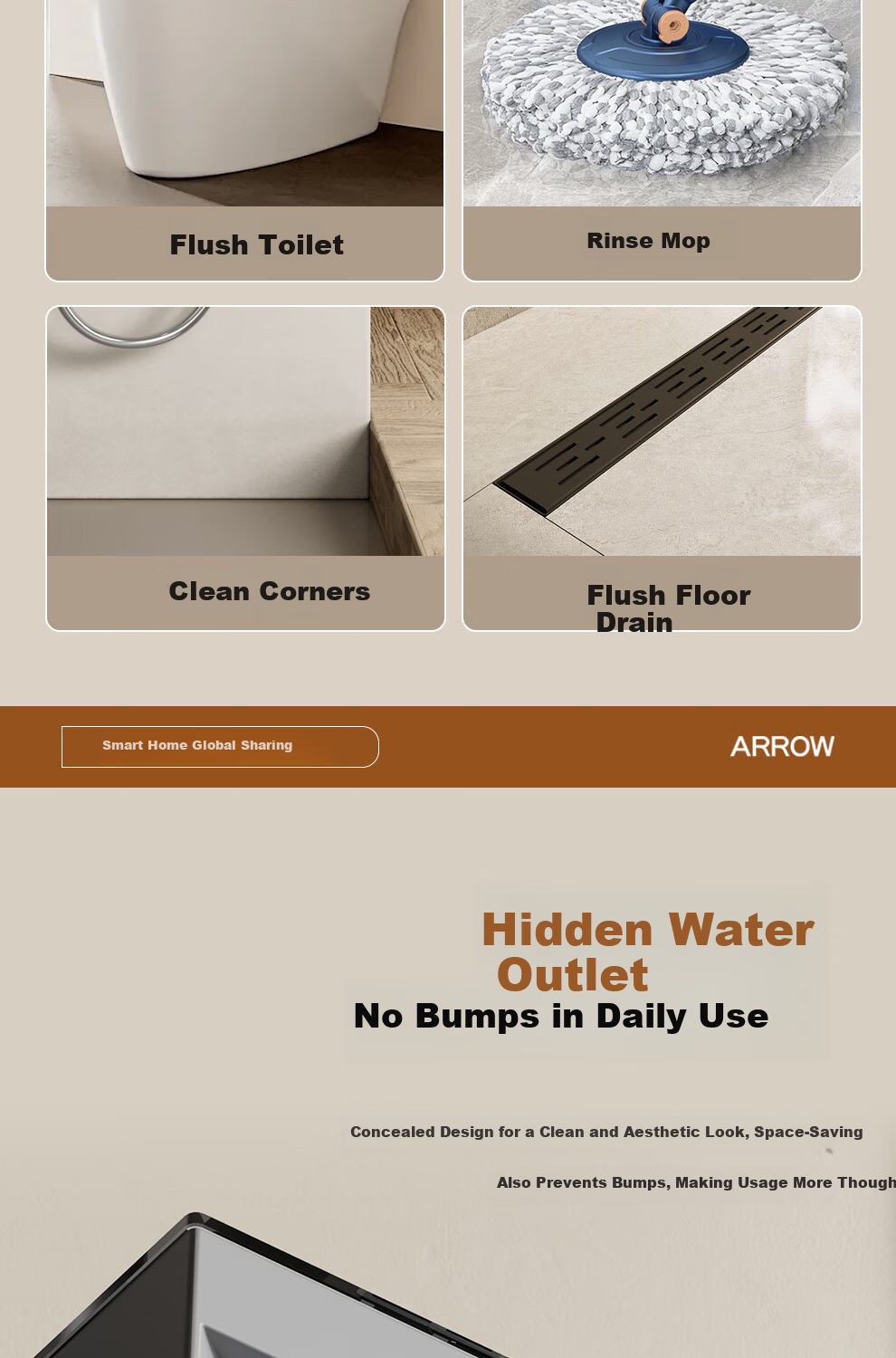 ARROW F600 Three-Function Shower Head with Piano Key Large Storage and Pressure Boosting Spray Set AE33185MZGGSP-P 16
