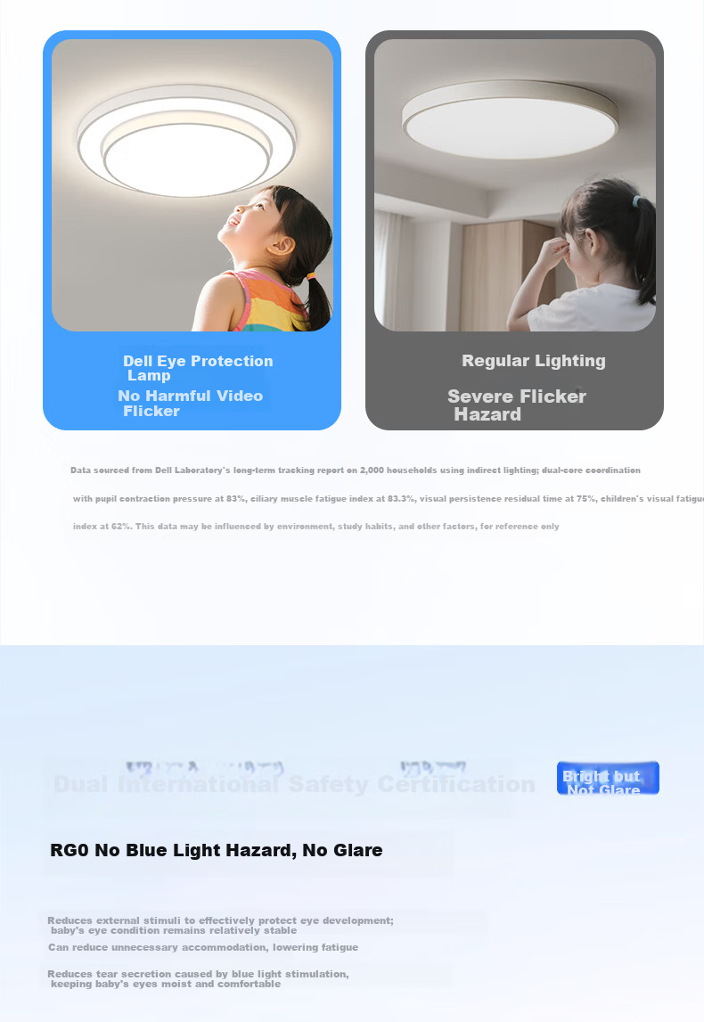 Dell Large Round Ceiling Light Modern Simple Eye-Care Living Room Bedroom Lamp Fixture New Model 12