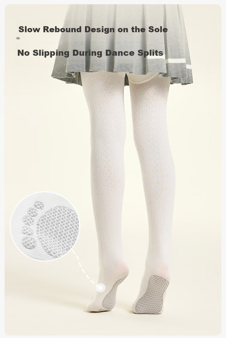 YEEHOO 7A Antibacterial Children's Dance Socks Fleece Lined Warm Girls' Elastic Non-Slip Tights for Older Girls 6