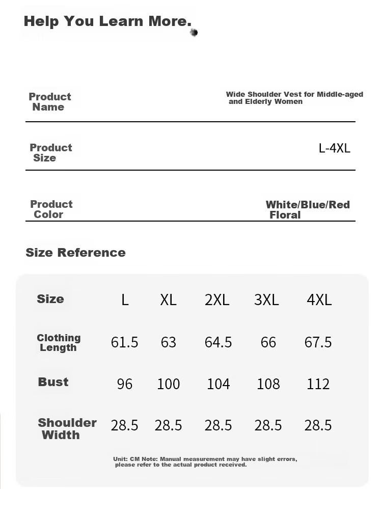 Nanjiren Women's Middle-Aged and Elderly Cotton Sleeveless Vest Summer Undershirt Plus Size T-Shirt 7