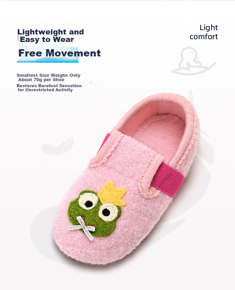 Xiaorong Indoor Soft Sole Princess Frog Kids Shoes for Girls Ages 2-6-8 Spring Autumn Winter Cartoon Home Warm Shoes 9