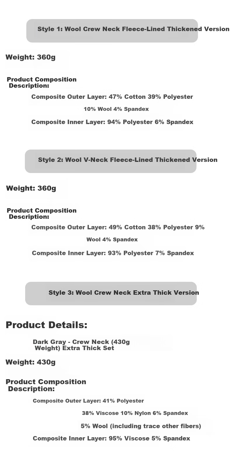 SEPTWOLVES [Wool Warmth] Thermal Underwear for Men, Fleece-Lined Thick Round Neck Winter Cold-Proof Warm Set 3