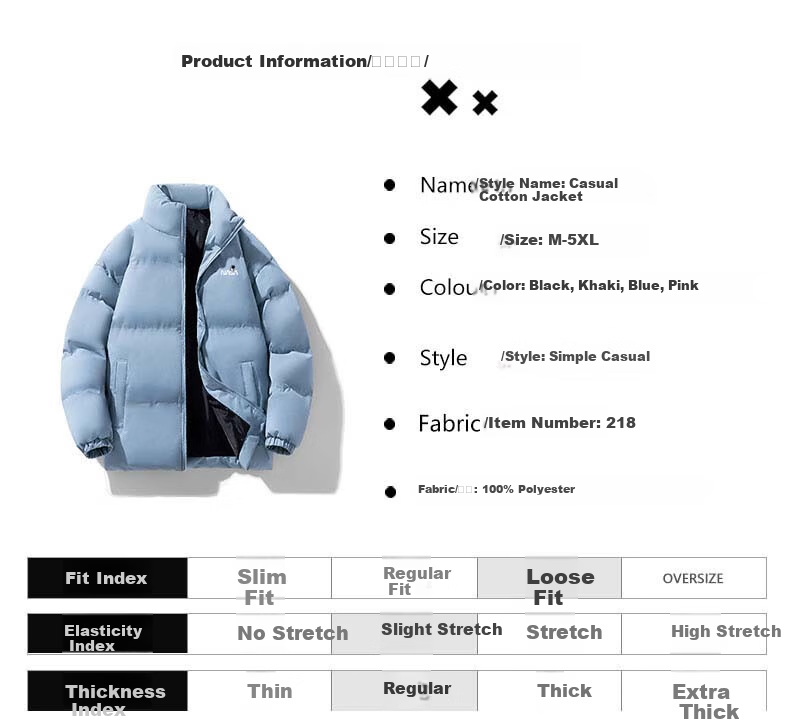 NASA MARVEL Men's Cotton Padded Jacket Winter Thick Warm Casual Trendy Couple's Coat 14