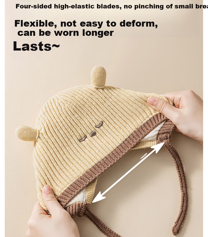 Beitais Baby Hat Autumn Winter Windproof Ear Protection Warm Children's Knitted Hat Cute Infant Seamless Knit Cap 8