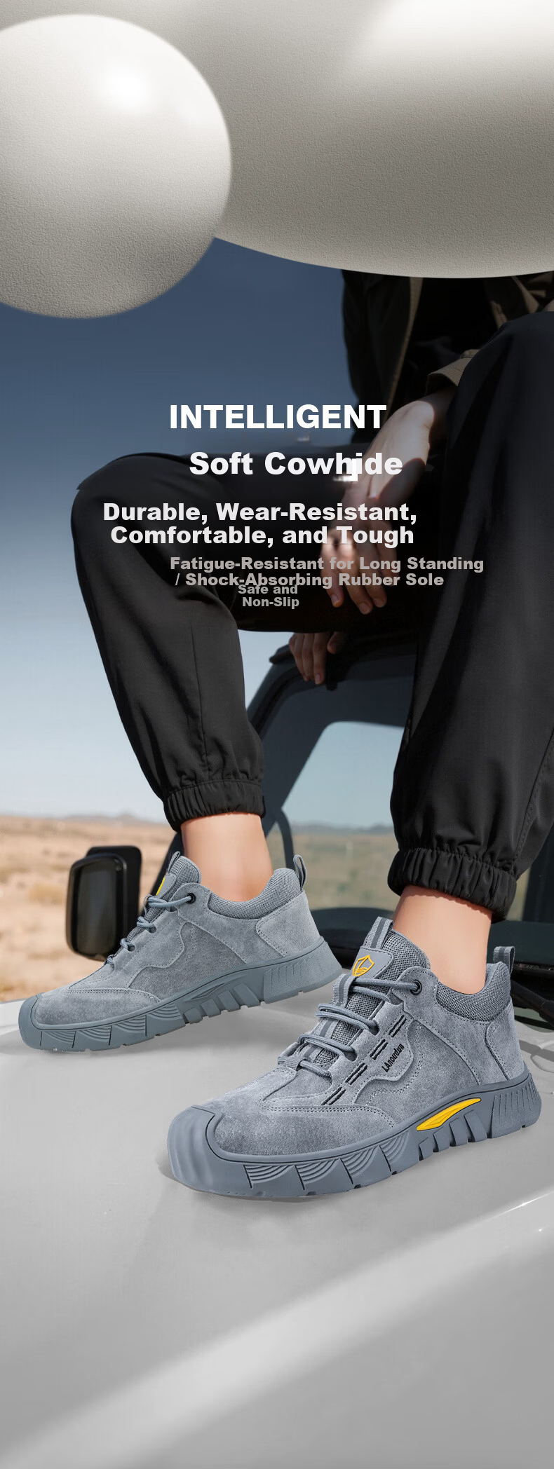 BlueOwlShield Men's Summer Breathable Welding Work Safety Shoes Anti-Scald Anti-Smash Steel Toe Anti-Puncture Non-Slip Work Shoes D0266N-1 Size 44 3