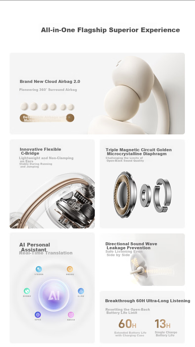 BASEUS [New Product | Exclusive First Release] MC2 Comfortable Ear Clip Bluetooth Headphones, Open-Style Non-In AI Translation Call Noise Reduction Sports Long Battery Life 2026 Latest Model 4