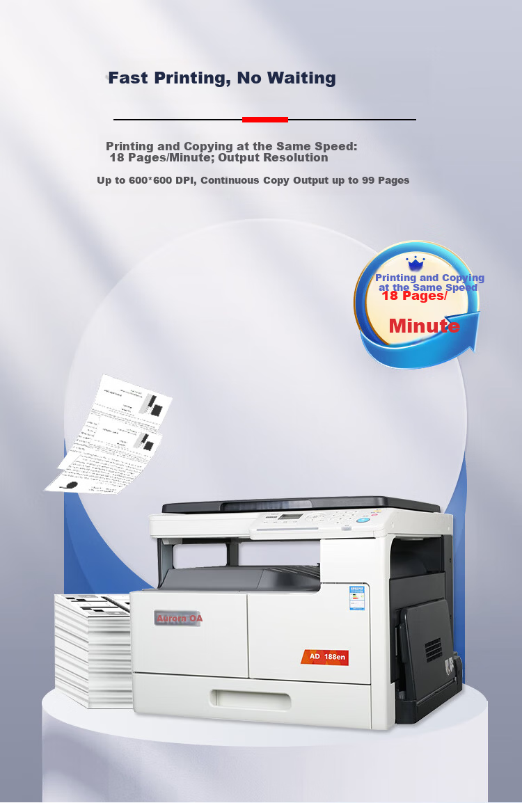 AURORA AD227 Large Office Commercial A3/A4 Black And White Printing Multifunction Machine with Duplex Copying And Scanning (Including Document Feeder, Single Paper Tray, Workstation, On-Site Installation) 3