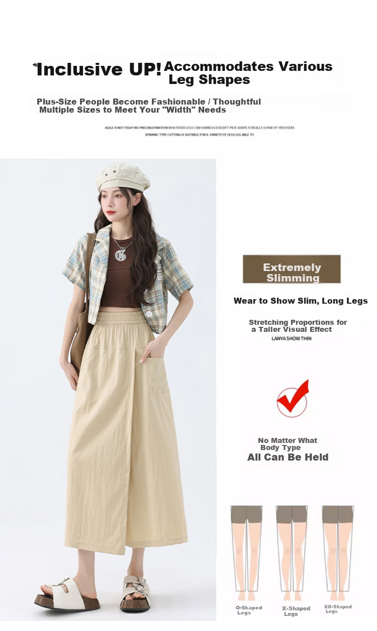Freedom Style Yamamoto High-Waist Slimming A-Line Casual Wide-Leg Skirt Pants for Women Summer 2026 New Small Size Loose Trousers 5