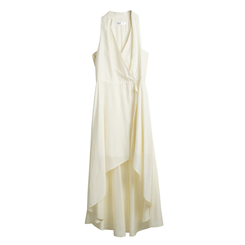 Olrain French Style Halter V-Neck Adjustable Waist Tie Mid-Length Dress for Women Summer Apricot M