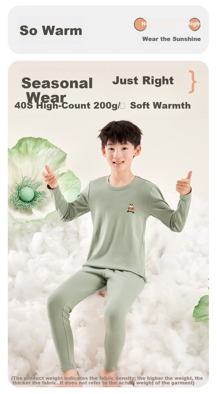 Hodohome Boys' Pure Cotton Antibacterial Anti-Mite Anti-Static Combed Cotton Camellia Oil Autumn Shirt and Pants Set 117 Blue 160 6
