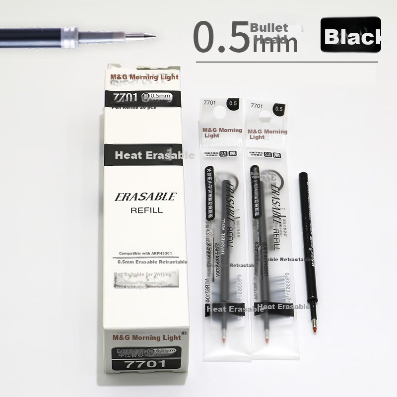 M&G Heat Erasable Gel Pen Refills 0.5mm Black 20pcs/Box AKR67K01A 5