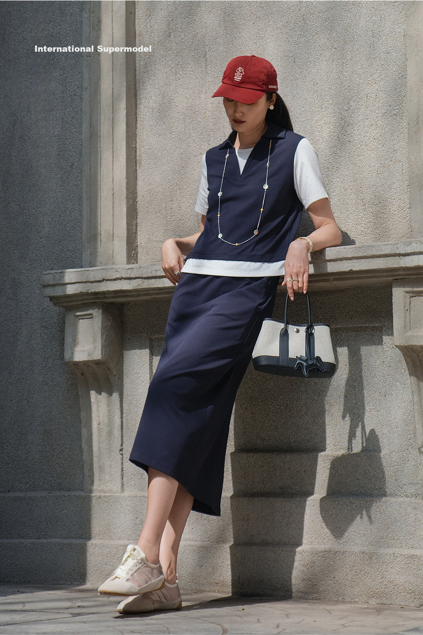 Navigare Italy Small Sailboat 26 New Casual Women's Half Skirt with Back Slit Commuter Versatile Long Skirt 2312876513 2