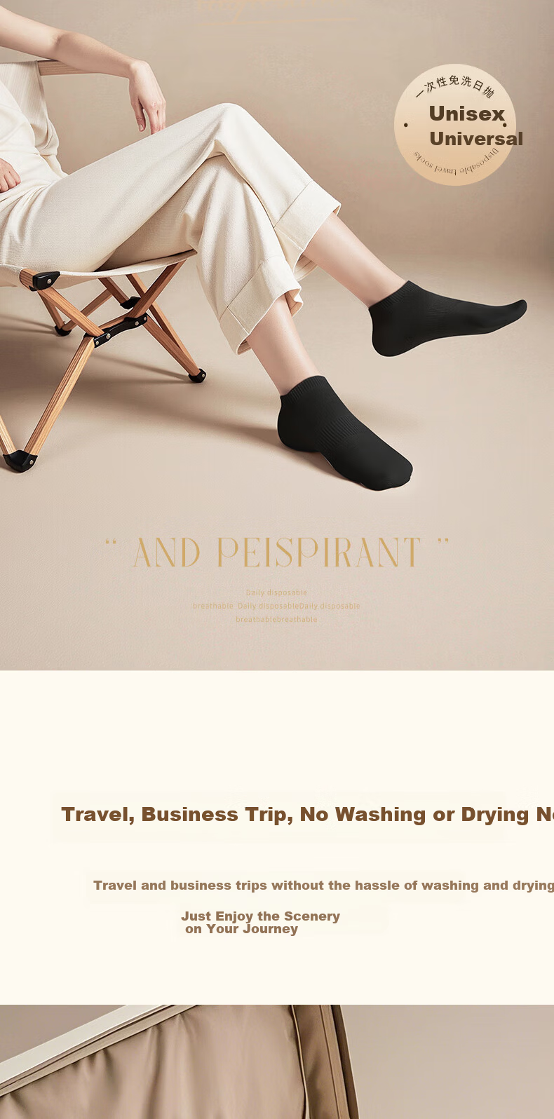 Baicaoyuan Disposable Socks Unisex Summer Thin Short Ankle Socks Travel Wash-Free No-Show Socks 2