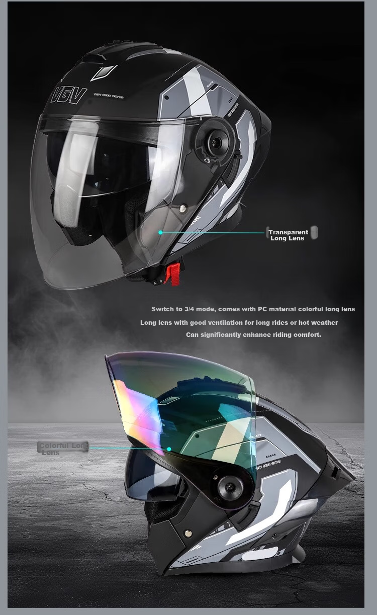 VGV Motorcycle Electric Vehicle Helmet Flip-up 3C Certified JD Self-operated Summer Helmet Engine Black XXL 3