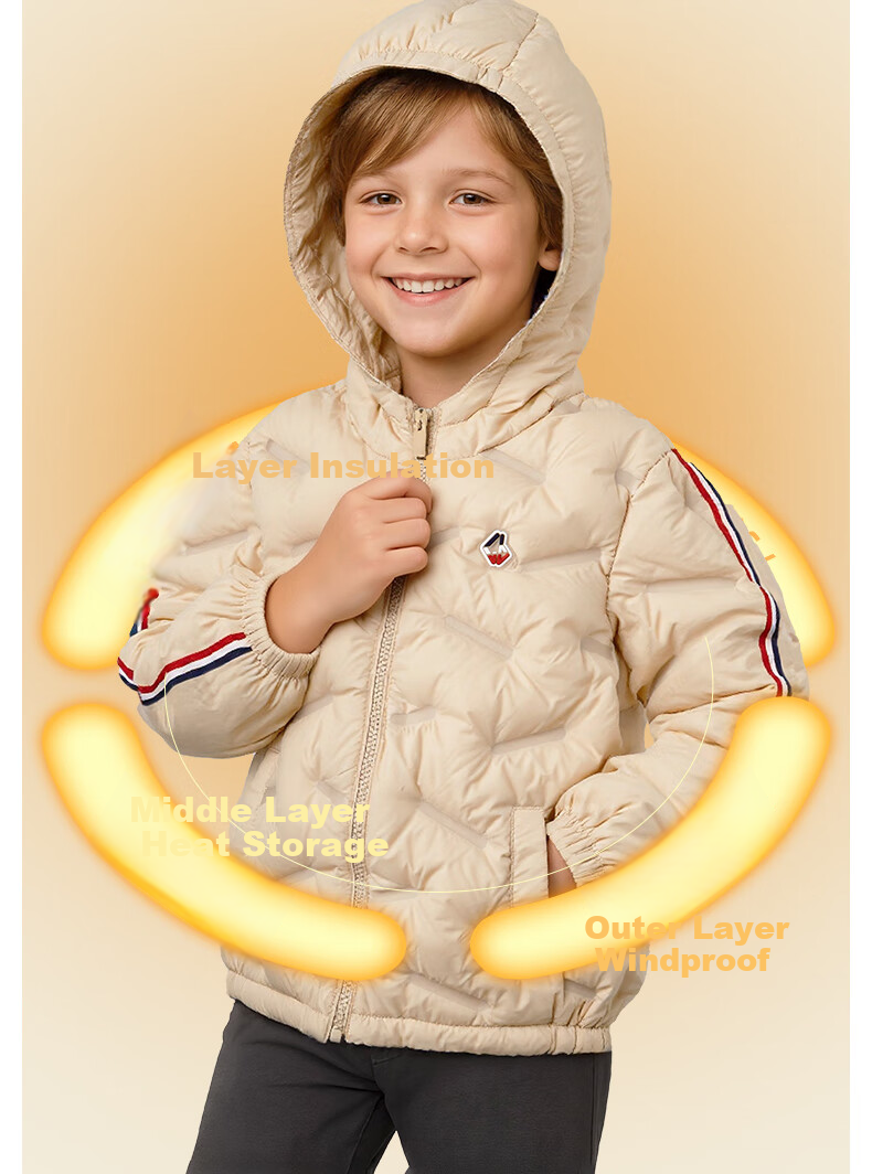 Gb Children's Down Jacket Unisex Kids 2025 Winter Short Lightweight Warm Down Jacket Khaki 3