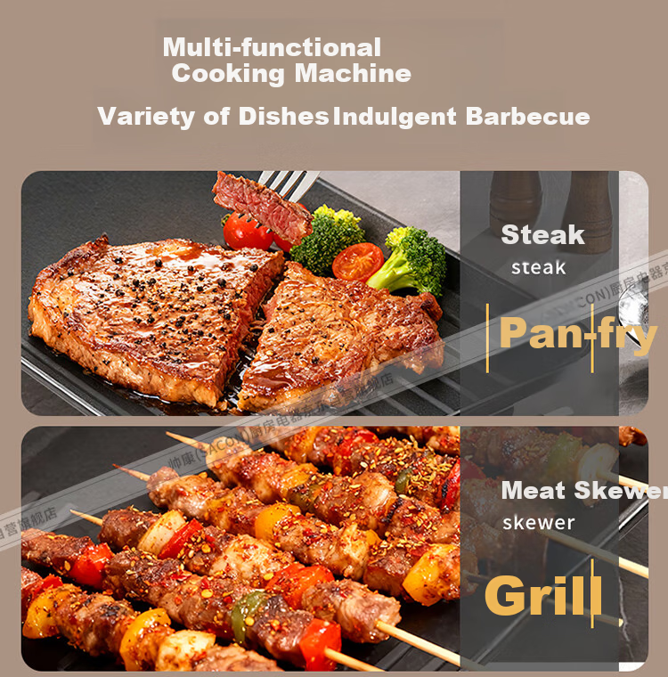 Sacon Electric Grill Multi-Function Non-Stick BBQ Pan Korean Style Griddle Large Capacity High Power DKMD-03AL 7