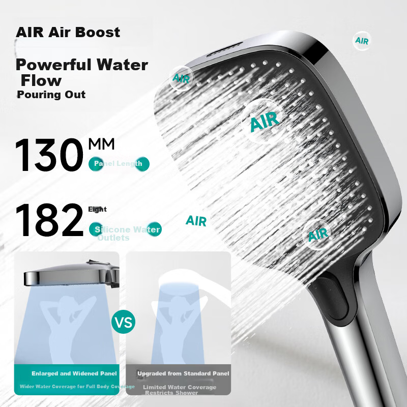 MICOE Shower Head Set High-Pressure Home Bathroom Waterfall Single Handheld Silicone Descaling Large Panel Rain Shower Head