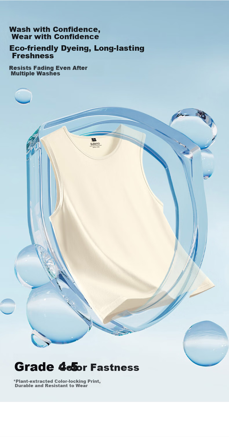 Baleno Men's Cotton Vest Summer Outdoor Sports Casual White Loose Trendy Sleeveless Shirt 8