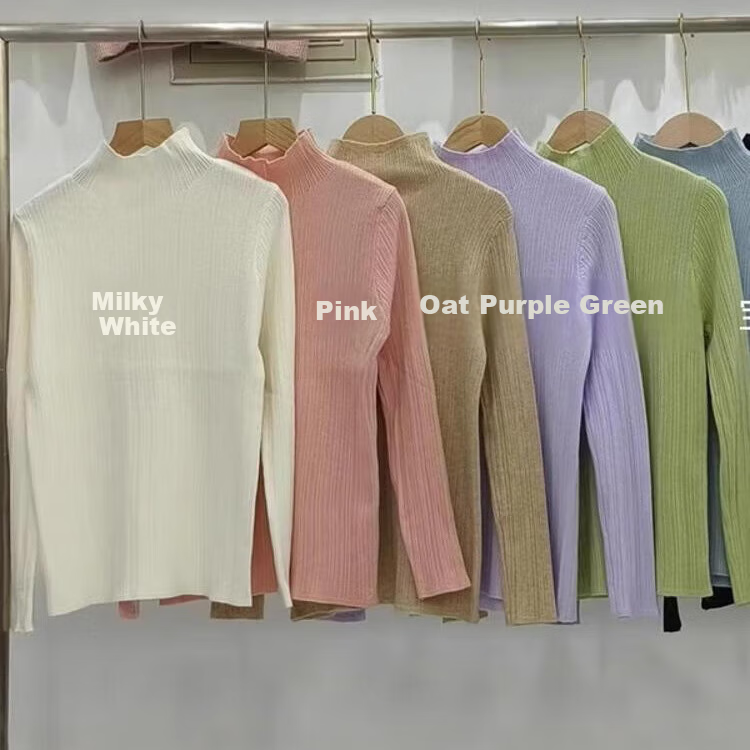 LangSha Women's Autumn Winter Turtleneck Base Shirt Soft Korean Style Elegant Versatile Top